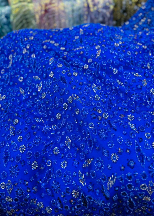 Prestige Pearl / Beadwork Lace - Royal Blue - 1 Yard