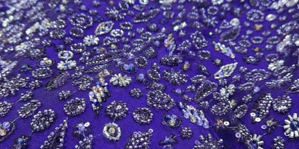 Prestige Pearl / Beadwork Lace - Purple - 1 Yard