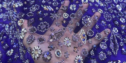 Prestige Pearl / Beadwork Lace - Purple - 1 Yard