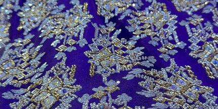 Pearl / Beaded Wedding Dress - Purple / Gold - 1 Yard