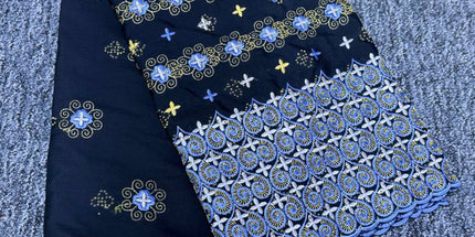 High Class Swiss Lace - Black & Powder Blue