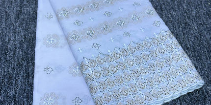 High Class Swiss Lace - White & Gold