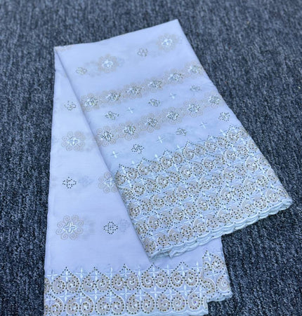 High Class Swiss Lace - White & Gold