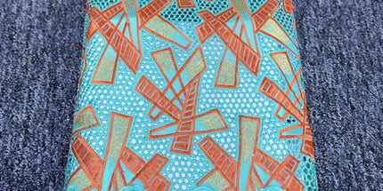 High Class Swiss Lace - Turquoise & Orange