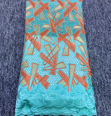 High Class Swiss Lace - Turquoise & Orange