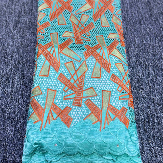 High Class Swiss Lace - Turquoise & Orange