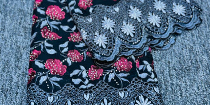 Elegant Border Cotton Lace - Black
