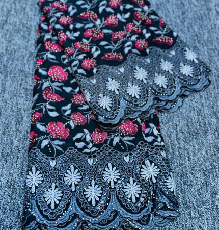 Elegant Border Cotton Lace - Black