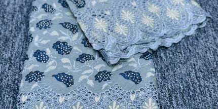 Elegant Border Cotton Lace - Gray