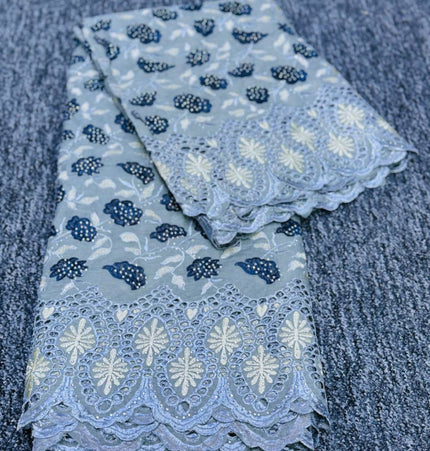 Elegant Border Cotton Lace - Gray