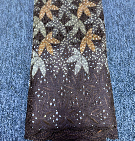 High Class Swiss Lace - Brown & Gold