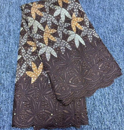 High Class Swiss Lace - Brown & Gold