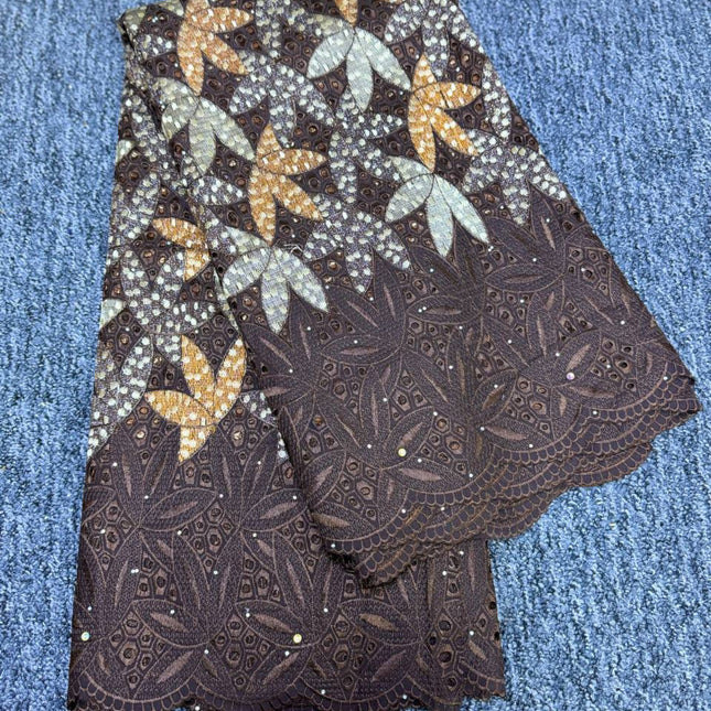 High Class Swiss Lace - Brown & Gold