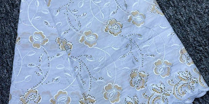 High Class Swiss Lace - White & Gold