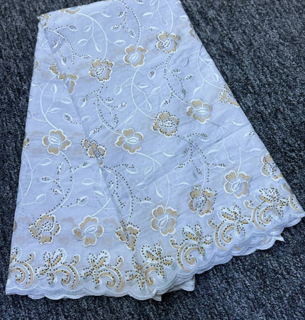 High Class Swiss Lace - White & Gold