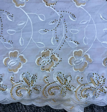 High Class Swiss Lace - White & Gold