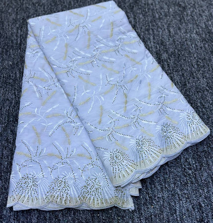 High Class Swiss Lace - White & Gold