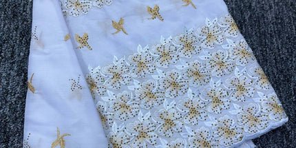 High Class Swiss Lace - White & Gold