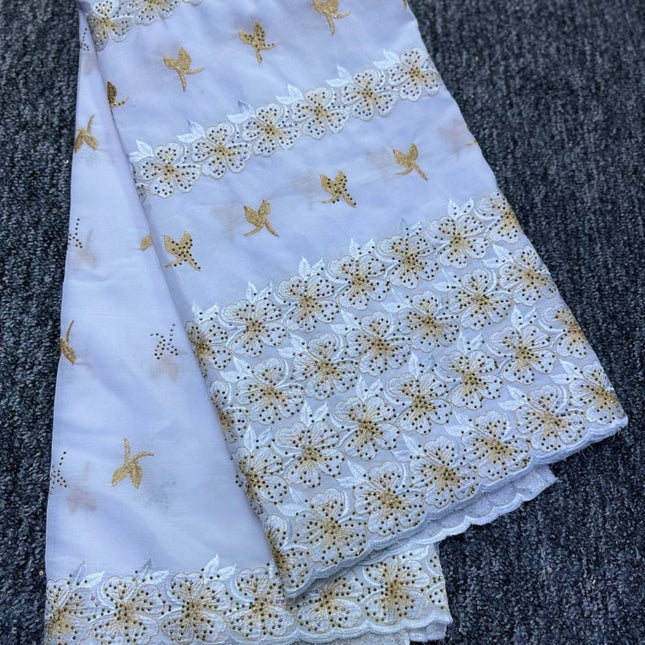 High Class Swiss Lace - White & Gold