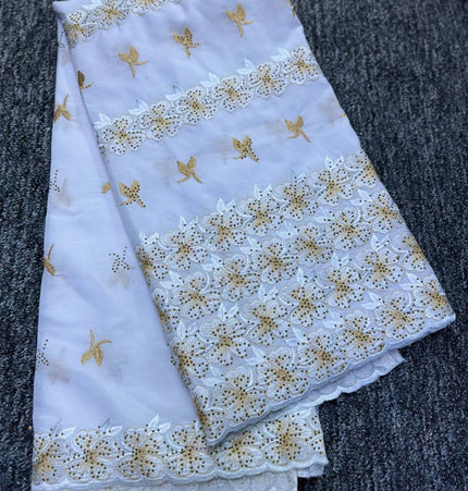 High Class Swiss Lace - White & Gold