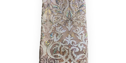 French Lace with Sequins in Baby Pink – 5 Yards Piece