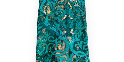 French Lace with Sequins in Green – 5 Yards Piece