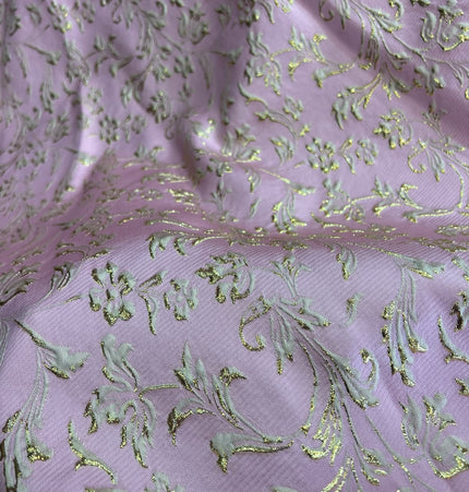 Pink / Gold Brocade Fabric