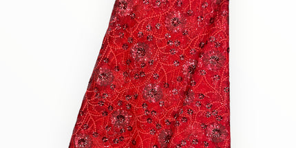 Red Silk Embroidery French Lace - 1 Yard