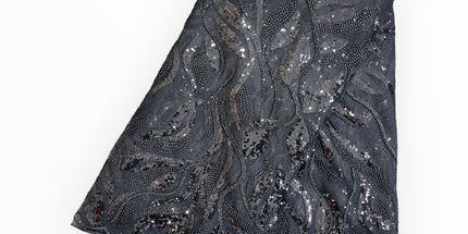 Embroidered Beaded Lace - Black - 1 Yard