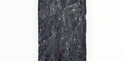 Embroidered Beaded Lace - Black - 1 Yard