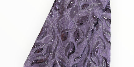 Embroidered Beaded Lace - Black - 1 Yard