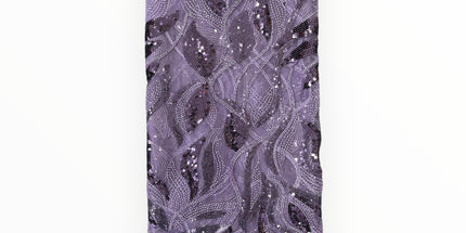 Embroidered Beaded Lace - Purple - 1 Yard