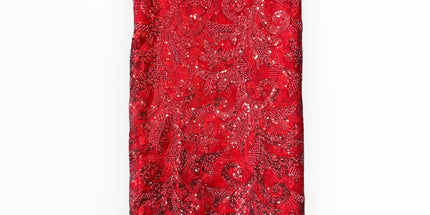 Embroidered Beaded Lace - Red - 1 yard