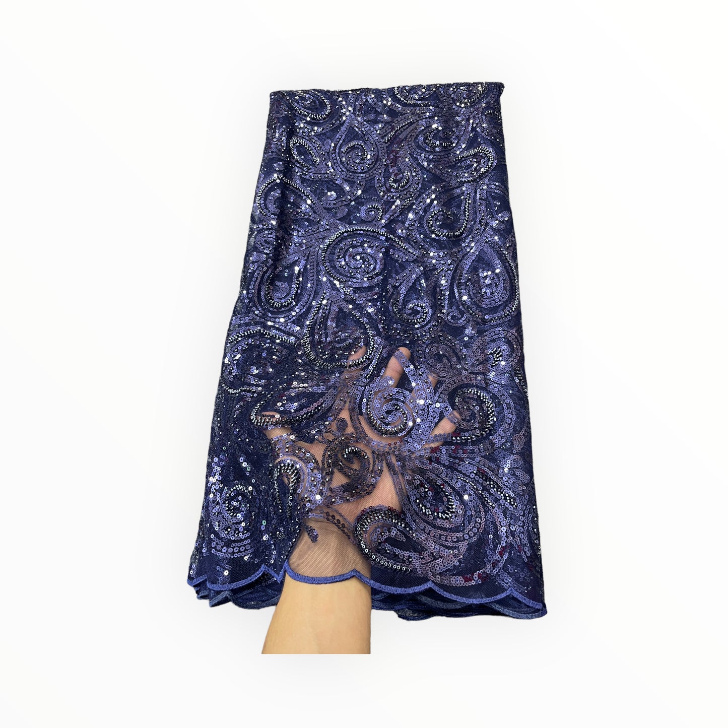 Embroidered Luxury/Elegant Navy Blue Beaded Lace