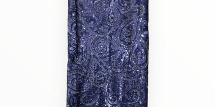 Embroidered Beaded Lace - Navy Blue - 1 Yard