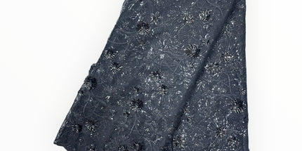 Black Silk Embroidery French Lace - 1 Yard