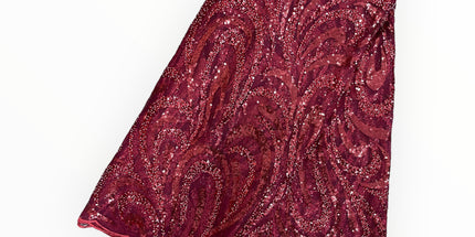 Embroidered Beaded Lace - Maroon - 1 Yard