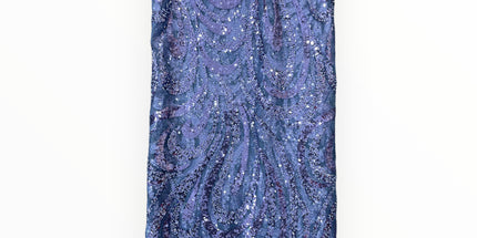 Embroidered Beaded Lace - Violet Blue - 1 Yard