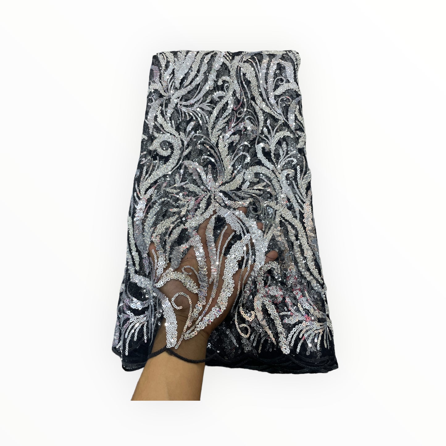 Embroidered Luxury/Elegant Black & White Beaded Lace