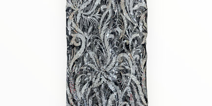 Embroidered Beaded Lace - Black & White - 1 Yard