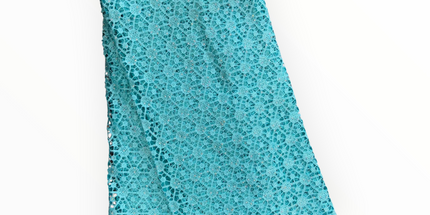 Top Quality Cord Lace Fabric in Light Green / Blue - 5 Yards
