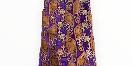 Luxury Velvet Lace Fabric in Purple / Brown – 5 Yards Piece