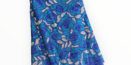 Premium Cord Lace with Sequins in Royal Blue / White – 5 Yards Piece (New Collection)