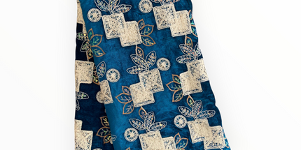 Luxury Velvet Lace Fabric in Teal Green / Off White – 5 Yards Piece (Patterned Design Collection)