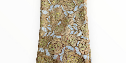 Premium Cord Lace with Sequins in Gold / White – 5 Yards Piece (New Collection)