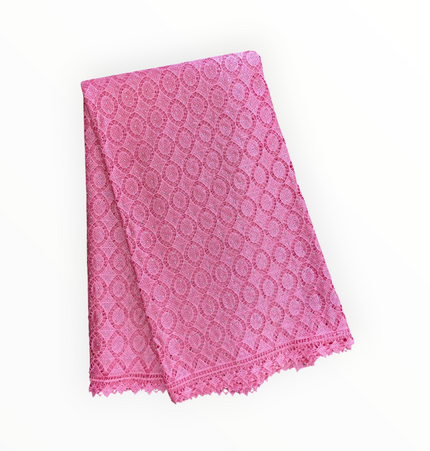 Top Quality Cord Lace Fabric in Baby Pink - 5 Yards