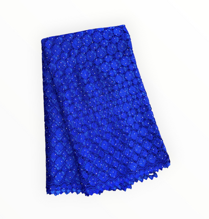 Top Quality Cord Lace Fabric in Royal Blue - 5 Yards
