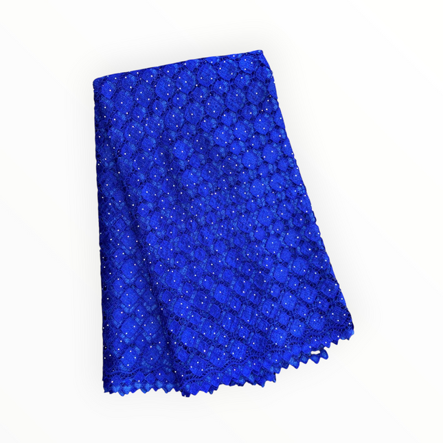 Top Quality Cord Lace Fabric in Royal Blue - 5 Yards