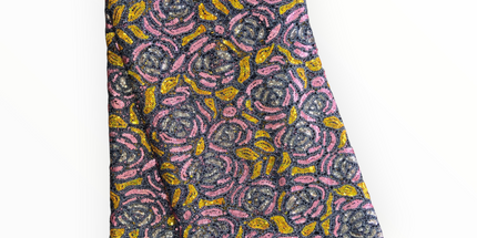 Premium Cord Lace with Sequins in Gray / Pink / Gold – 5 Yards Piece (New Collection)