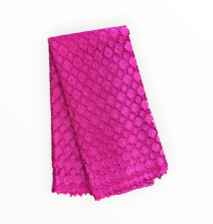 Top Quality Cord Lace Fabric in Fuscia Pink - 5 Yards